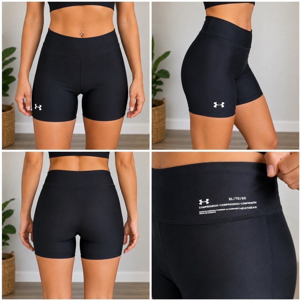Under Armour HeatGear Compression Shorts Black Women’s XL Athletic Biker
